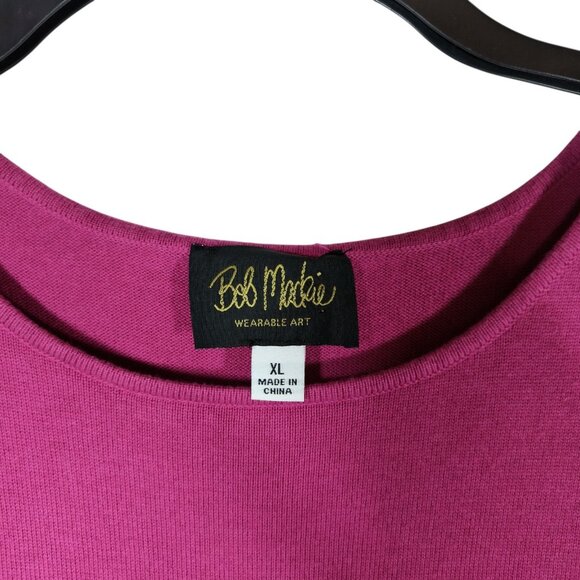 BOB MACKIE Long Sleeve Lace Print Pullover Sweater Pink Black Size XL - Picture 5 of 6